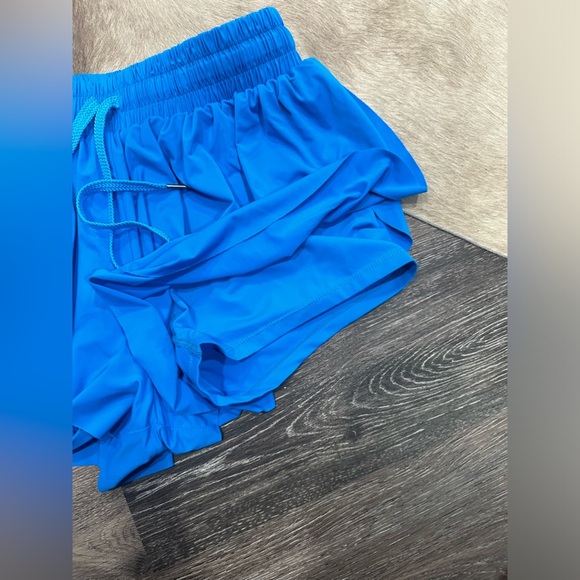 Luogongzi 2 in 1 Flowy Running Shorts Womens Large Blue Training Gym Dance NWOT - Picture 5 of 6